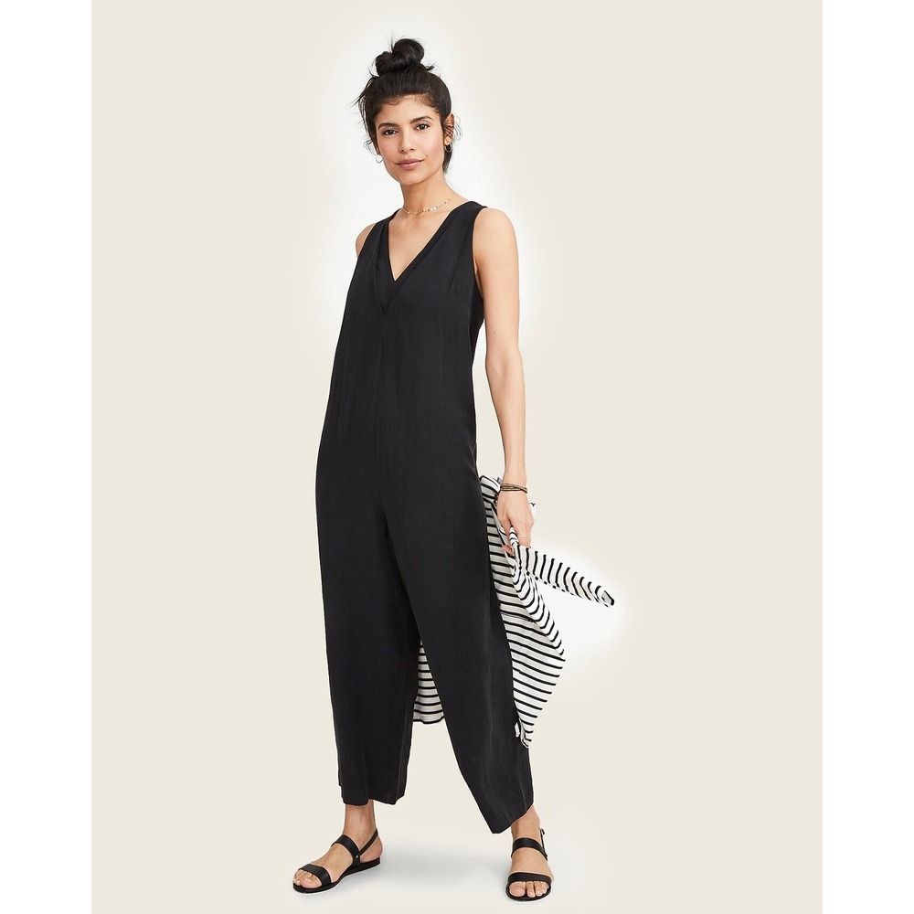 HATCH Back in the Game Nursing Jumpsuit Black Sleeveless Wide Leg Size 2 M L